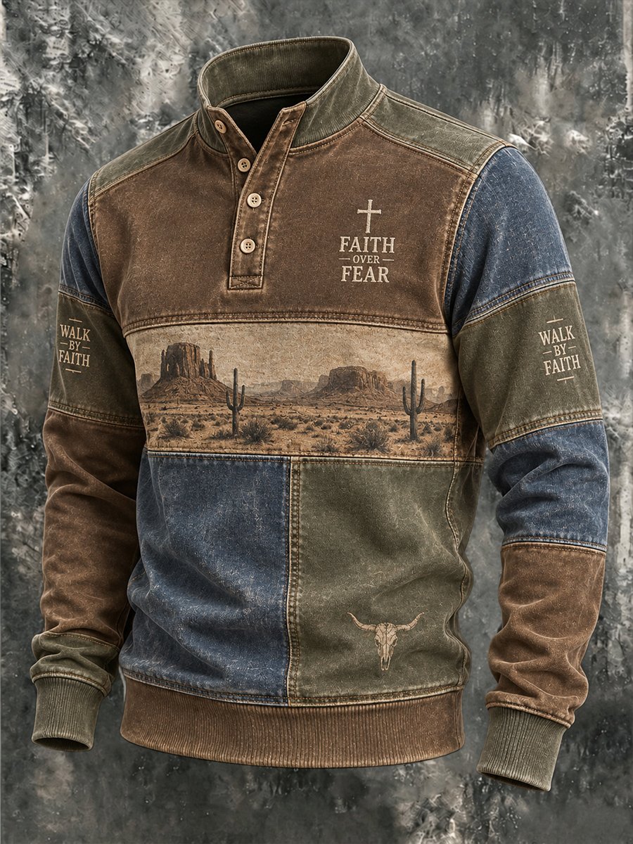 Men's American Western Faith-Themed Graphic Top