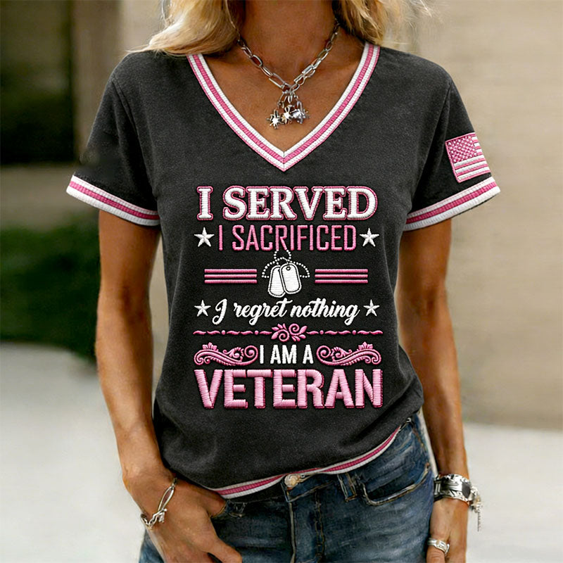 Patriotic Veteran Pride Art Casual V-neck T-shirt