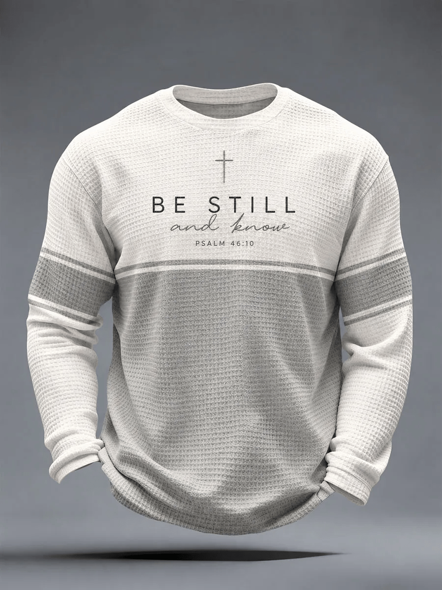 Men's Be Still And Know Psalm 46:10 Printed Waffle-Knit Top