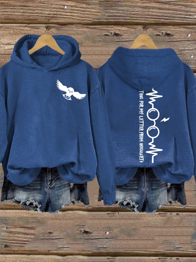 Women's Waiting For My Letter Print Casual Hoodie