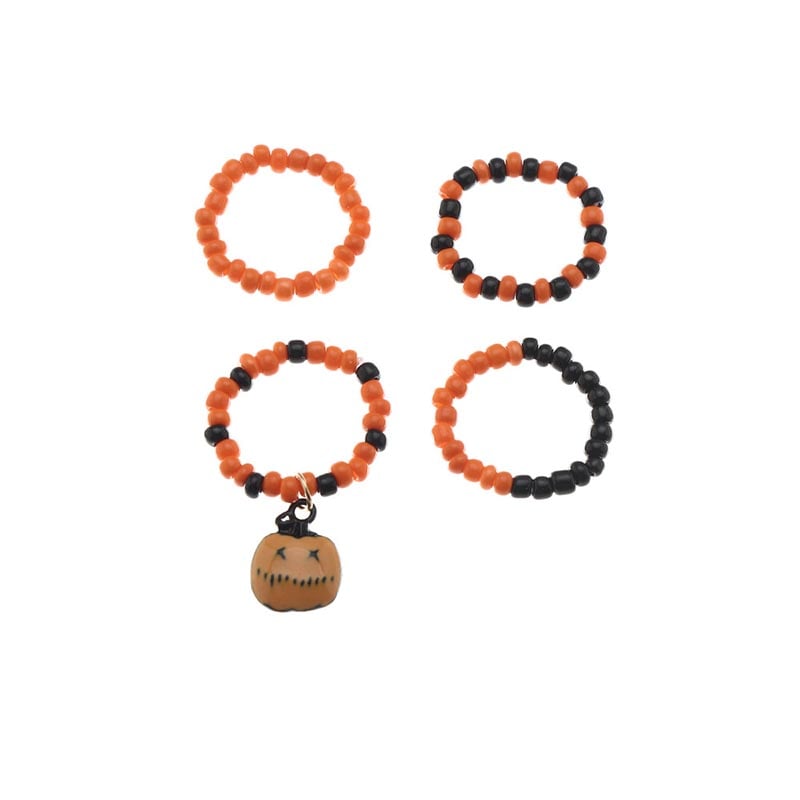Fashionable And Creative Elastic Rice Bead Pumpkin Pendant Design Ring