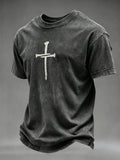 Men's Retro Cross Printed Casual T-Shirt
