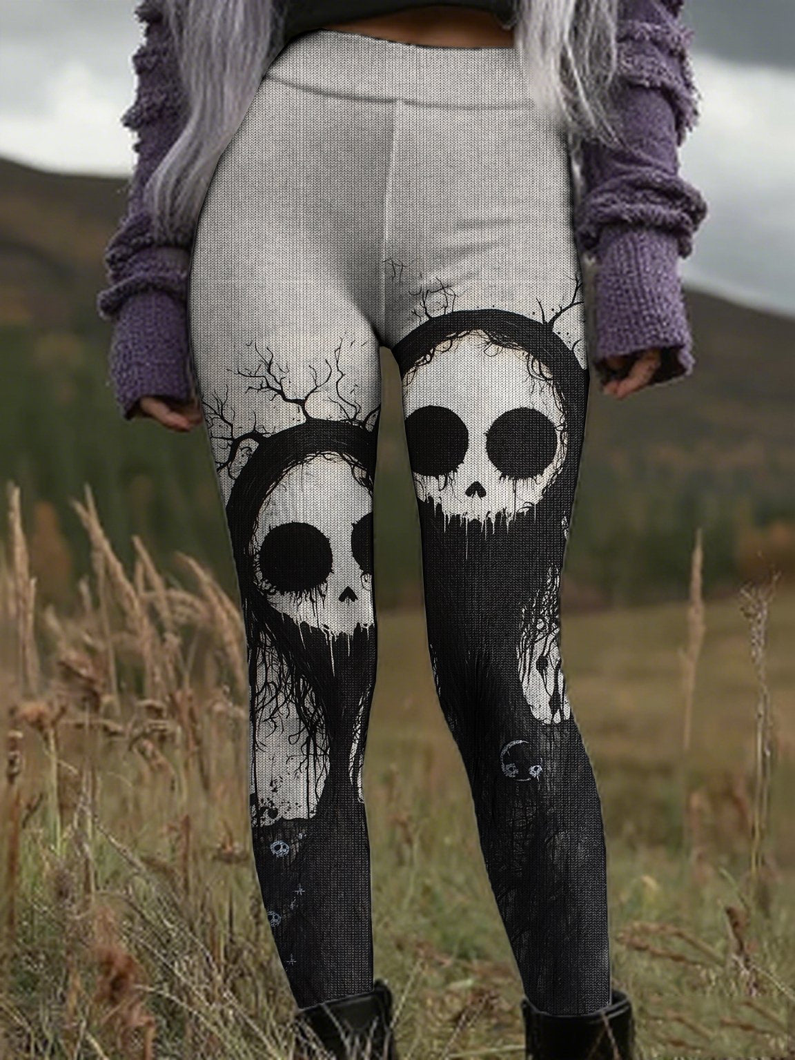 Women's Halloween Skull Print Pants
