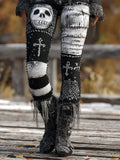 Women's Halloween Contrast Color Comfortable Knitted Print Leggings