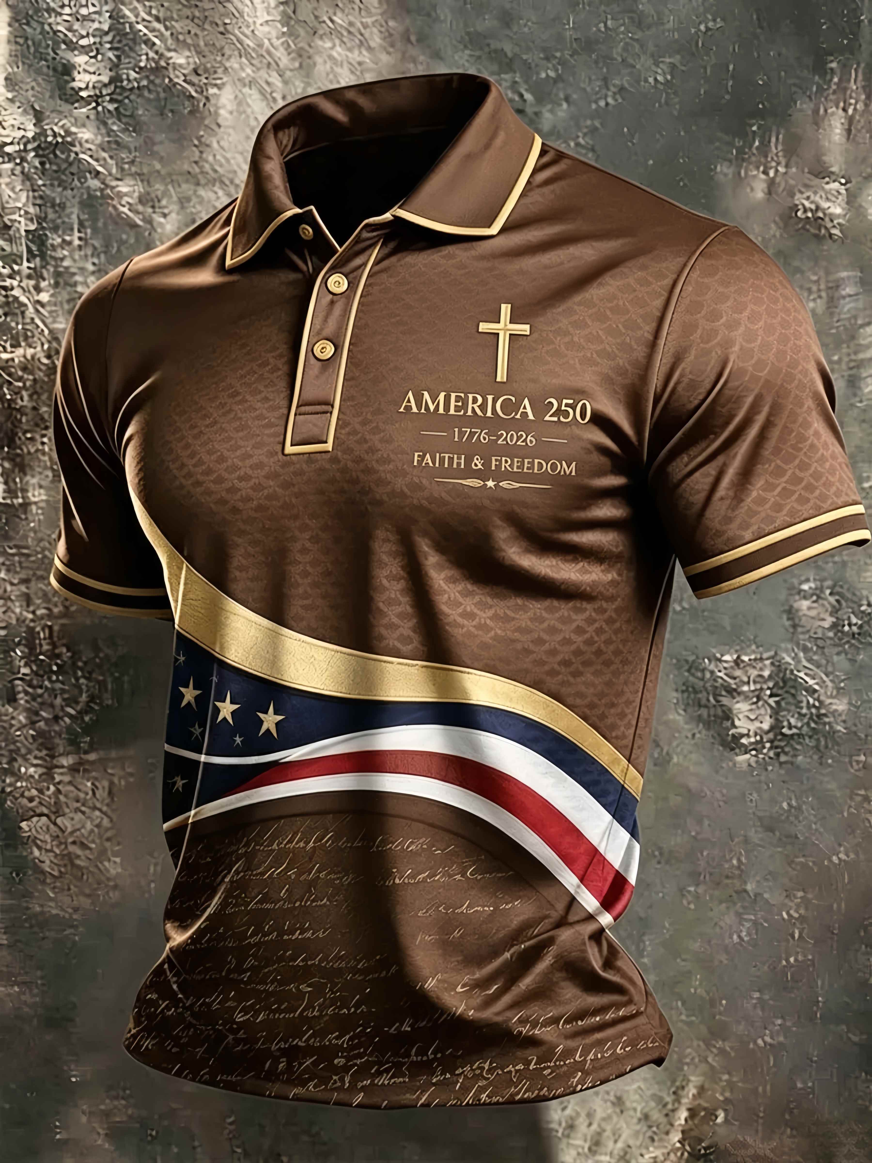 Men's Casual Faith Graphic Print Short Sleeve Polo Shirt