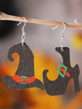 Halloween Gothic Ghost Face Pumpkin Witch Hat Pendant Wooden Double Sided Earrings