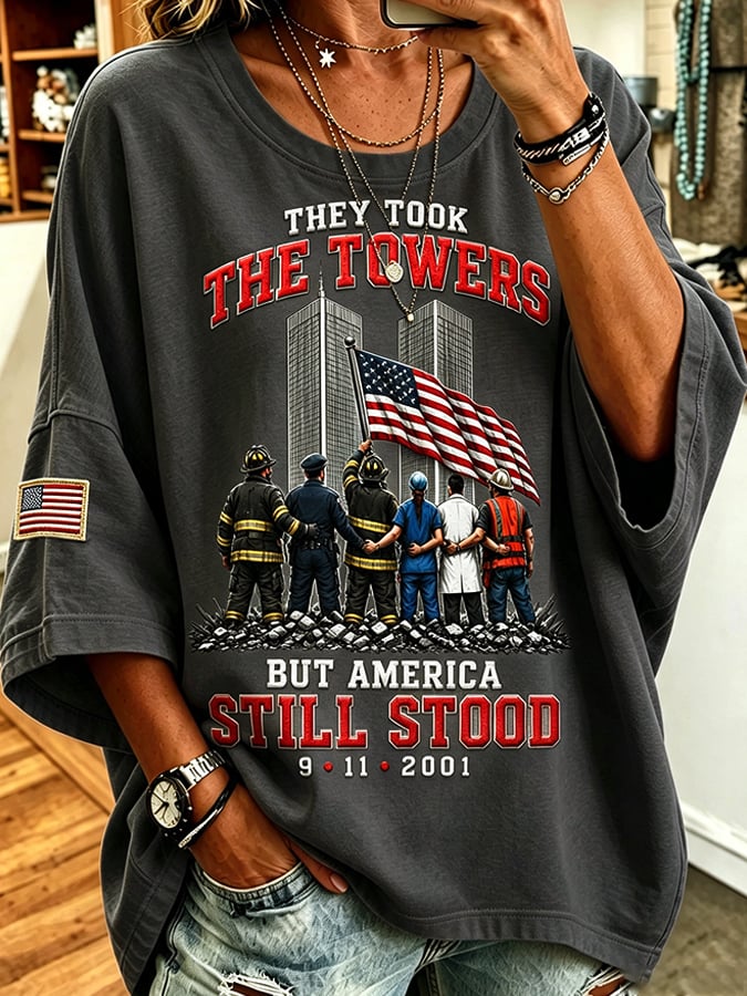 Women's  Retro 9.11 Never Forget Print Top