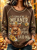 Women's Highland Cow Sunflower Religious Letter Retro Sweatshirt
