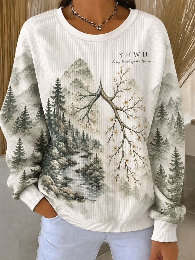 Women's Faith Print Long-Sleeve Top