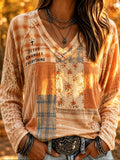 Women's Jesus Changes Everything Christian Faith Fall Graphic V-Neck Long Sleeve Shirt