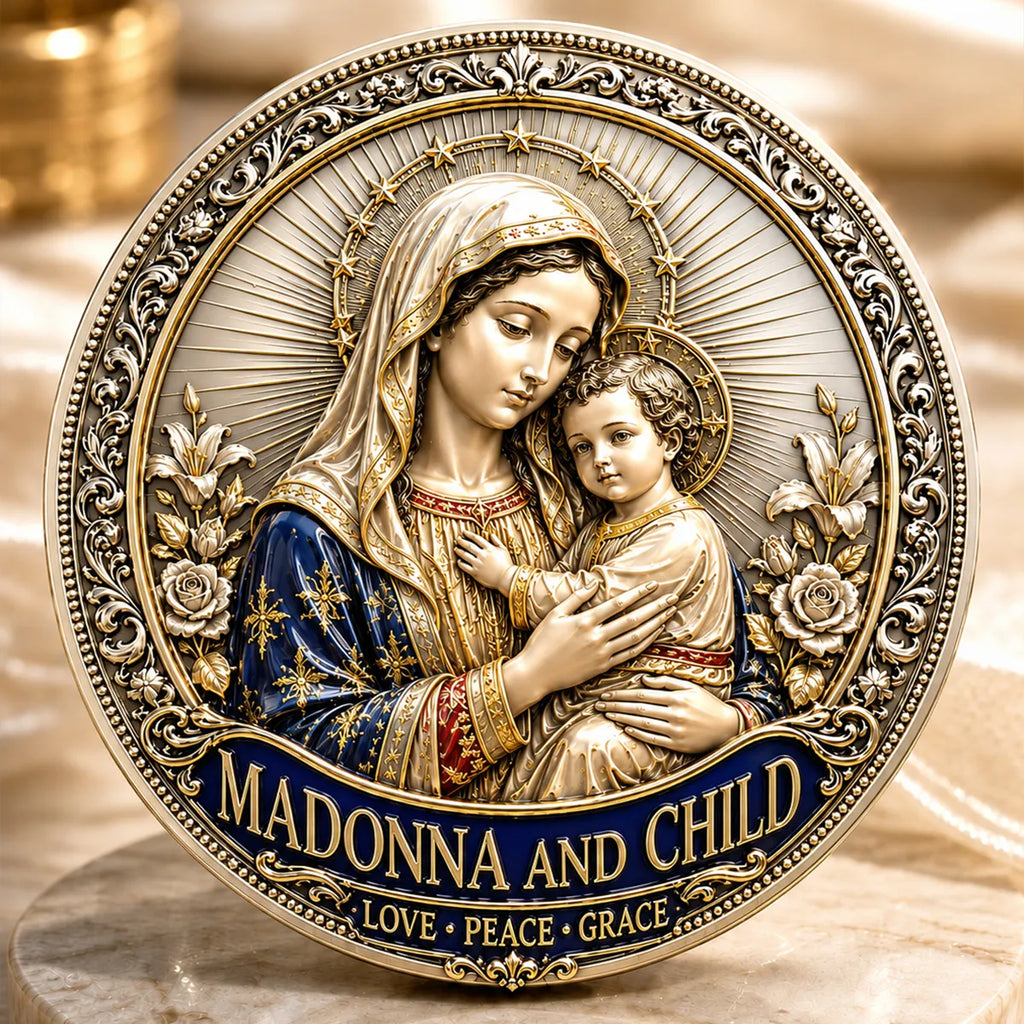 Ave Maria Madonna & Child Commemorative Metal Medal