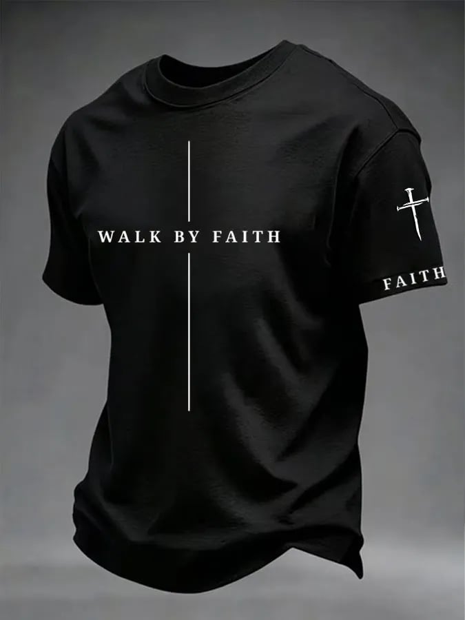 Men's Walk By Faith Print Round Neck T-shirt