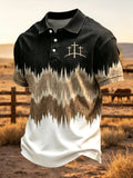 Men's Western-Style Faith Print Casual Polo Shirt