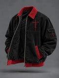 Men's Faith Printed Corduroy Casual Jacket
