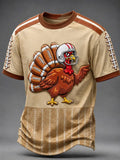 Men's Fun Thanksgiving Turkey Print T-Shirt