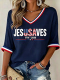 Women’s 'Jesus Saves USA' V-Neck T-Shirts