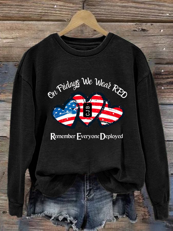 Women's On Fridays We Wear RED Printed Sweatshirt