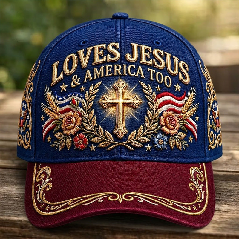 Love Jesus & America Too Printed Hat