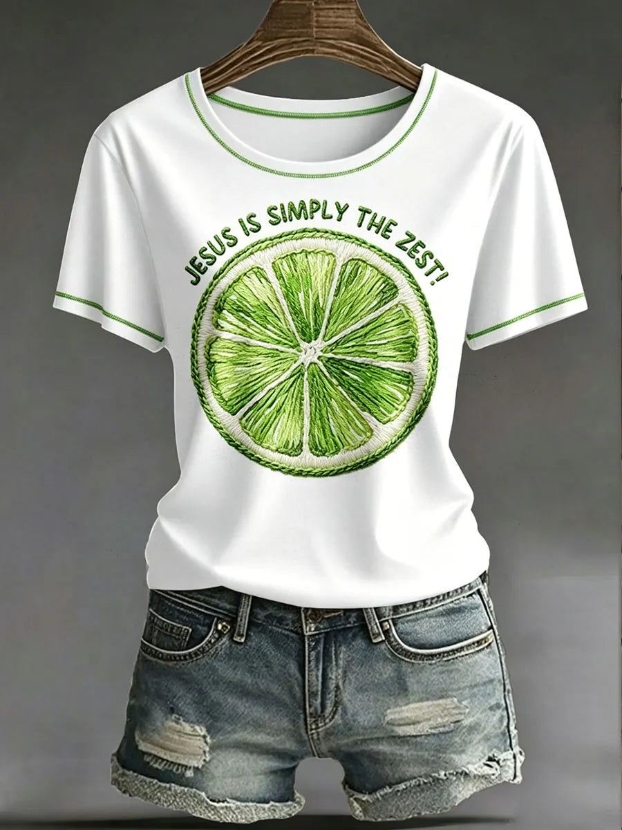 Women's “Jesus Is Simply The Zest” Faith Fun Fruit Casual Print T-shirt