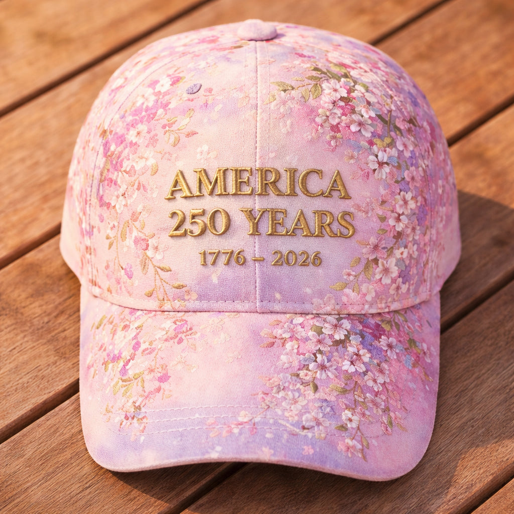 US 250 Years 1776–2026 Floral Embroidered Commemorative Baseball Cap