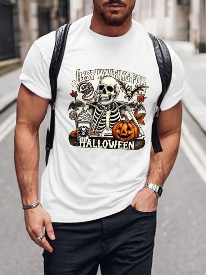 Men's I'm Waiting for Halloween Printed Short Sleeve T-shirt
