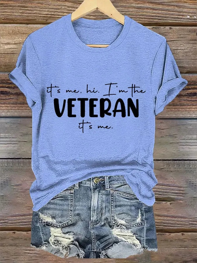 Women's "It's me, hi! I'm the VETERAN it's me" printed T-shirt