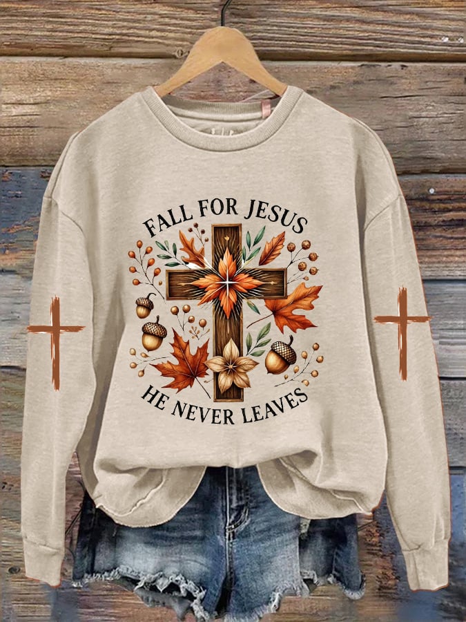 Women's Fall Jesus Print Sweatshirt