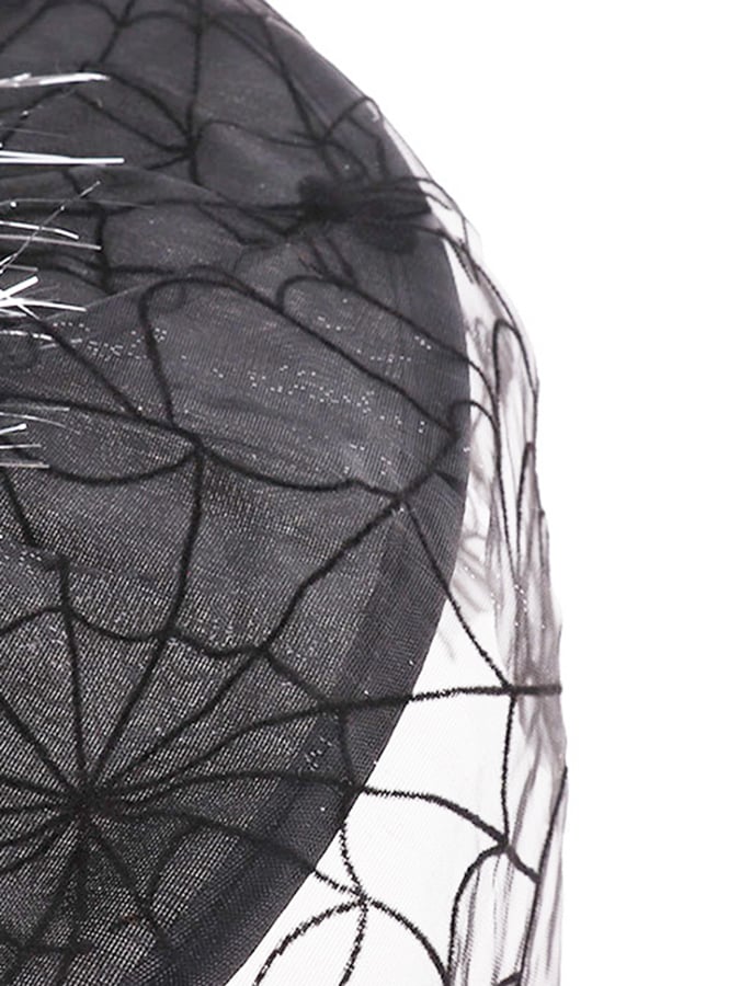 Women's Halloween Mesh Spider Web Witch Hat