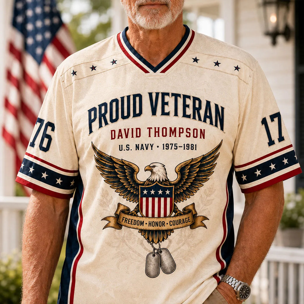 Personalized Veteran Jersey Shirt – Custom Name, Branch & Service Years