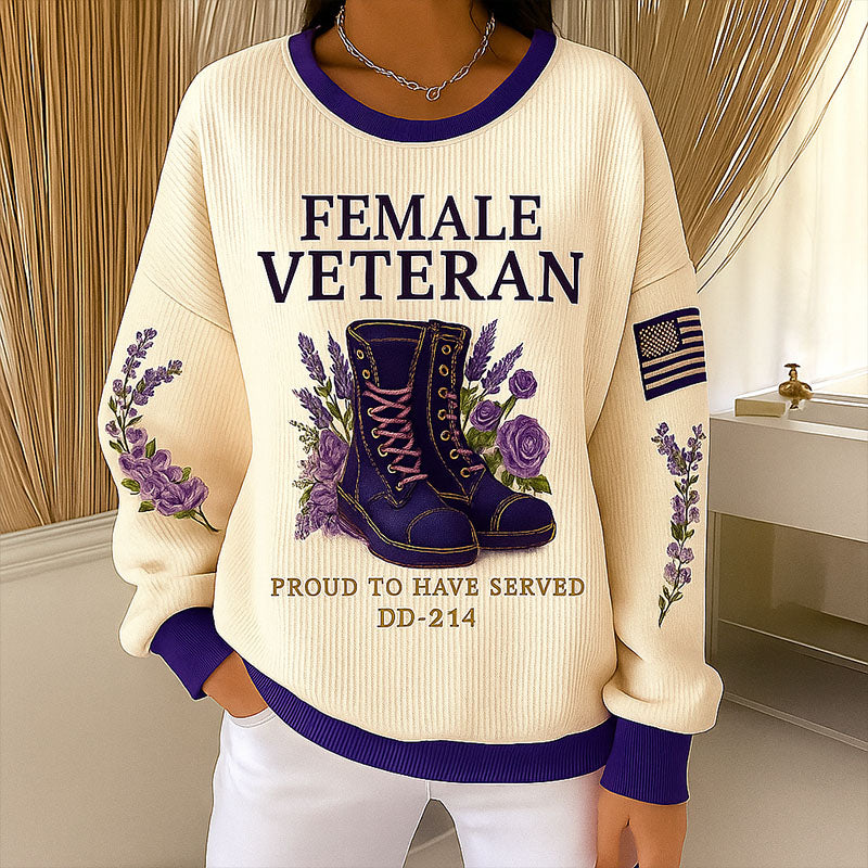 Women's Veterans Print Casual Sweatshirt