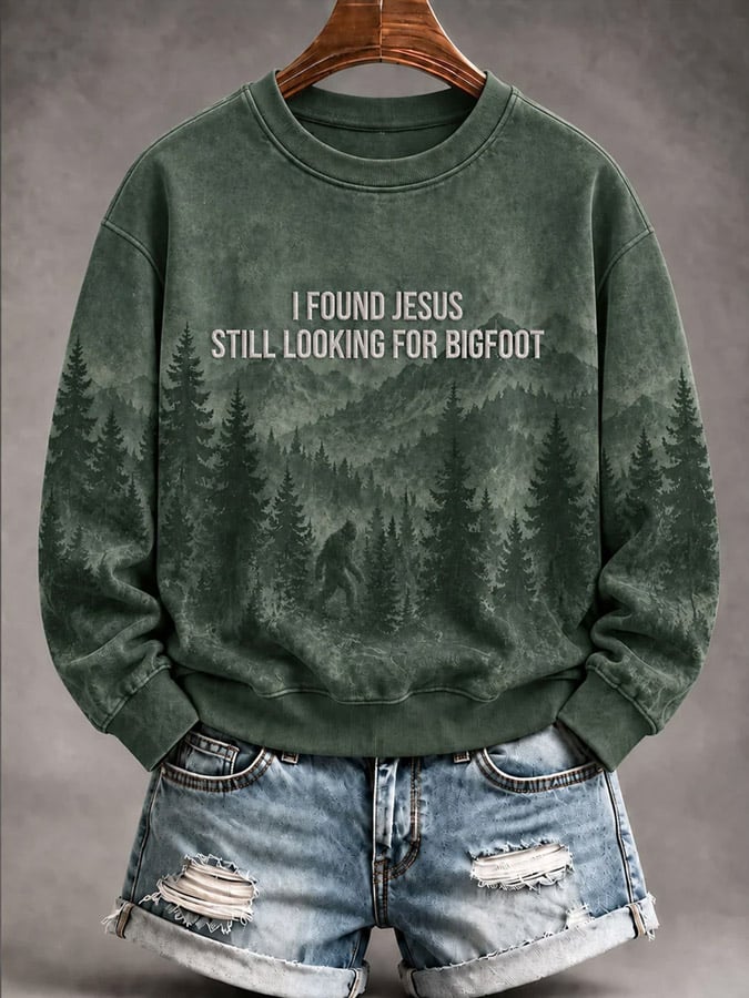 Women's 'I Found Jesus Still Looking For Bigfoot' Printed Casual Sweatshirt