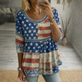 Women's 250th Anniversary Art Print Casual Round Neck Hollow-out Top
