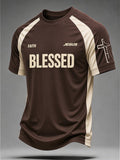 Men'S Casual Crew-Neck Short-Sleeve T-Shirt With "Faith" Print