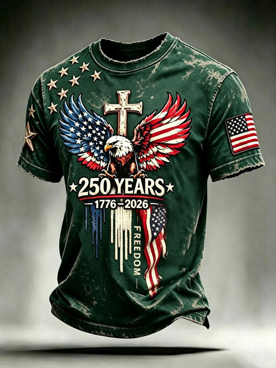 Men'S Casual American 250Th Anniversary Faith Short Sleeved T-Shirt