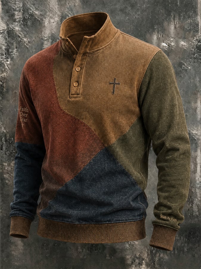 Men's Vintage-Style "Faith" Print Top