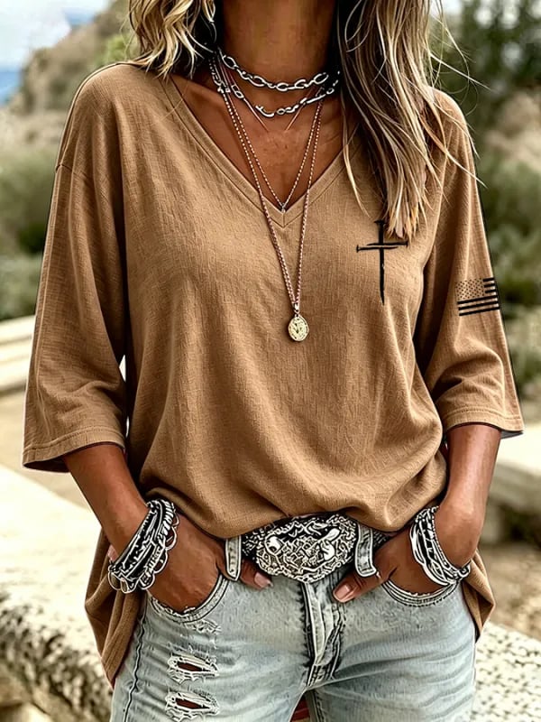 Women's Casual Faith Print T-Shirt