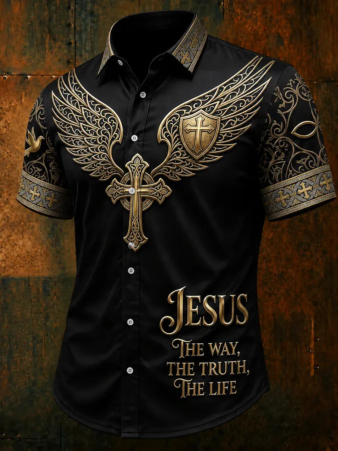 Men's Faith Cross Printed Polo Shirt