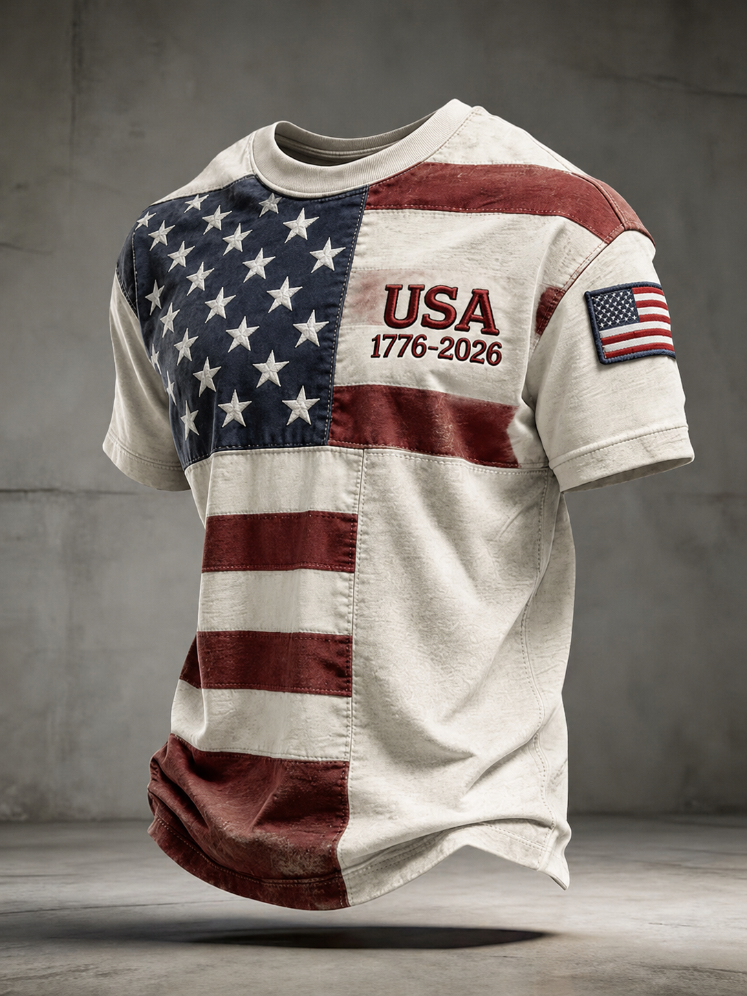 Men'S Casual American 250Th Anniversary Printed Round Neck Short Sleeved T-Shirt