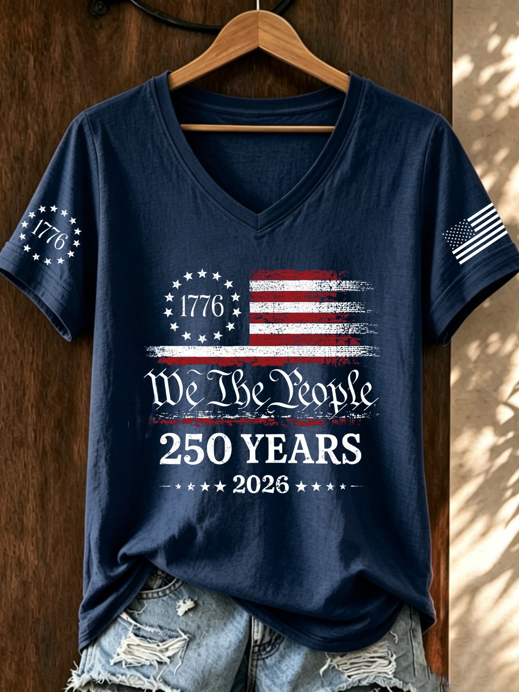 Women'S America Flag Printed Casual T-Shirt