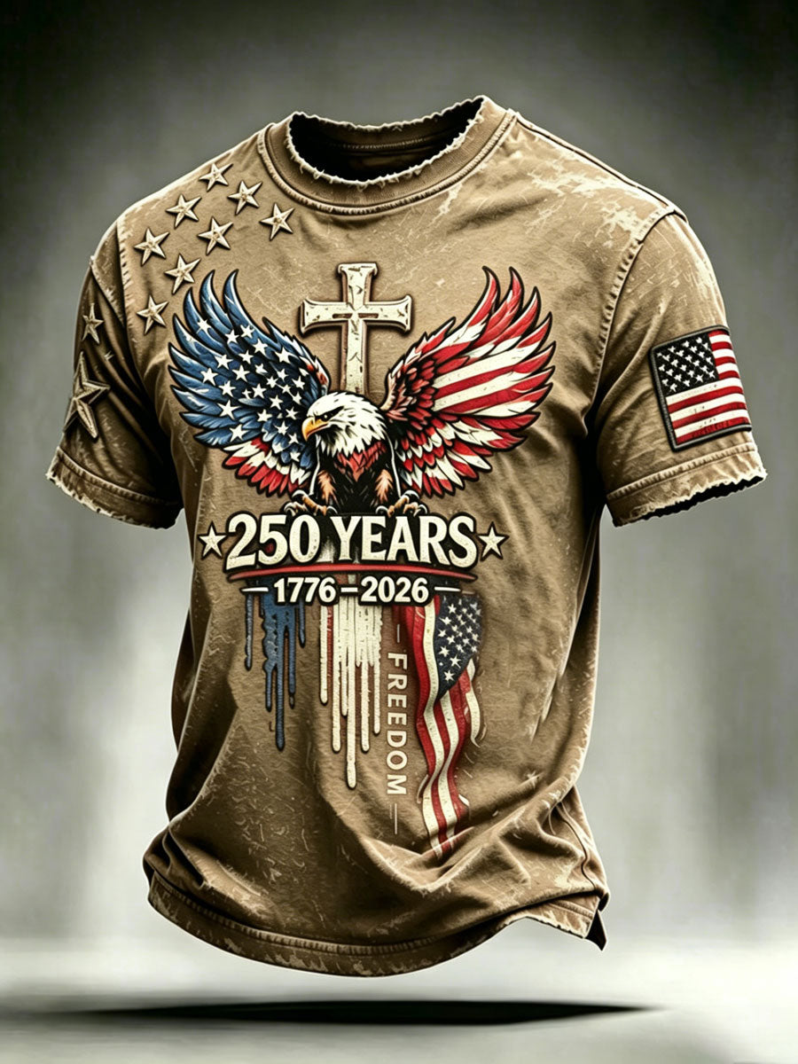 Men'S Casual American 250Th Anniversary Faith Short Sleeved T-Shirt