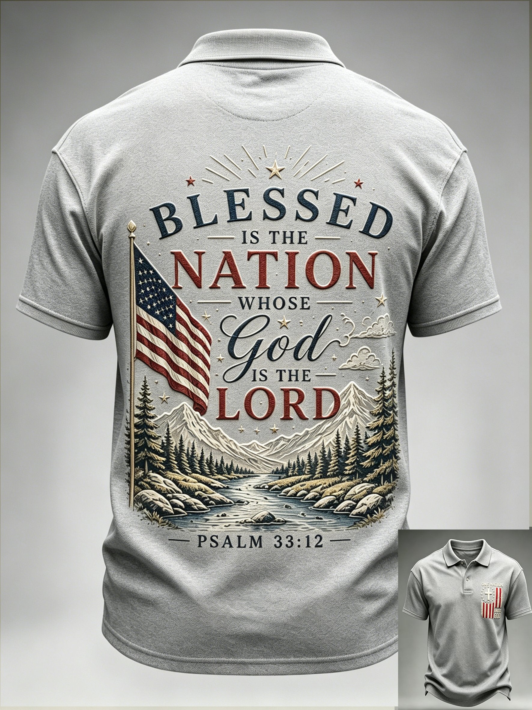 Men's "Faith" Print Polo Shirt