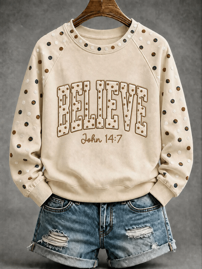 Women's BELIEVE Print Casual Sweatshirt