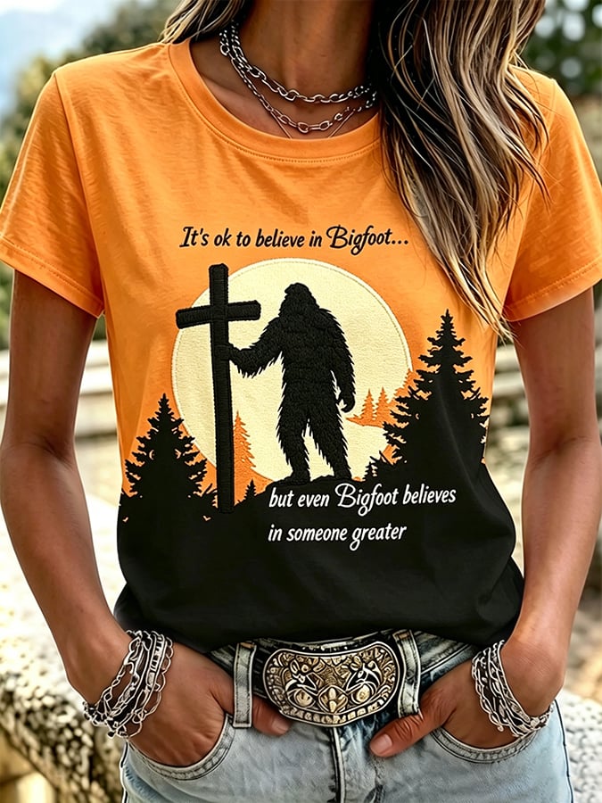 Women'S Casual & Fun Faith-Print Short-Sleeve Crew-Neck T-Shirt