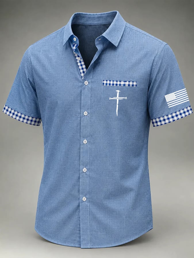 Men's Faith Cross Print Casual Shirt