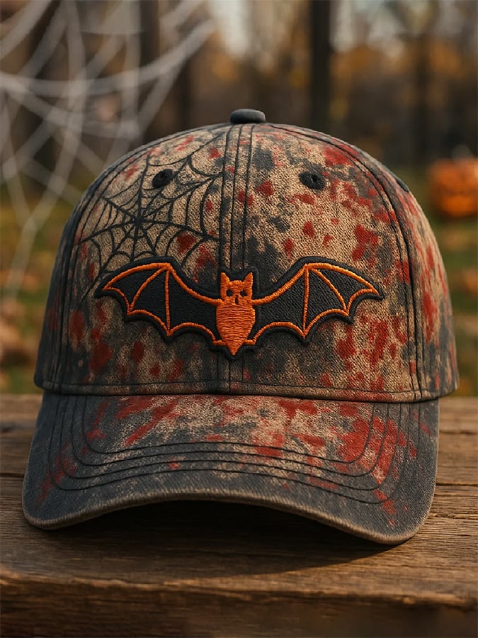 Halloween bat print baseball cap