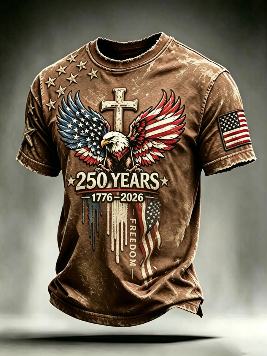 Men'S Casual American 250Th Anniversary Faith Short Sleeved T-Shirt