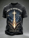 Men'S Casual Crew-Neck T-Shirt With "Faith" Print