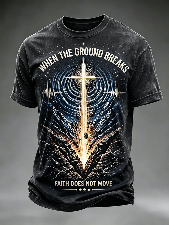 Men'S Casual Crew-Neck T-Shirt With "Faith" Print