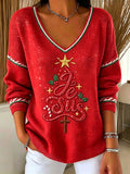 Women's Retro Christmas Print Top