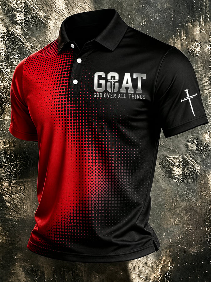 Men's GOAT "God Over All Things" Christian Print Casual Short-Sleeve T-Shirt